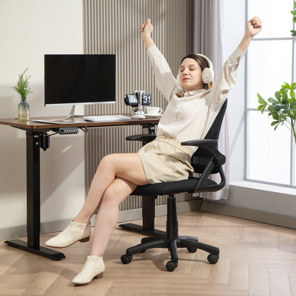 Ergonomic Swivel Computer Chair with Flip-up Armrests, Black