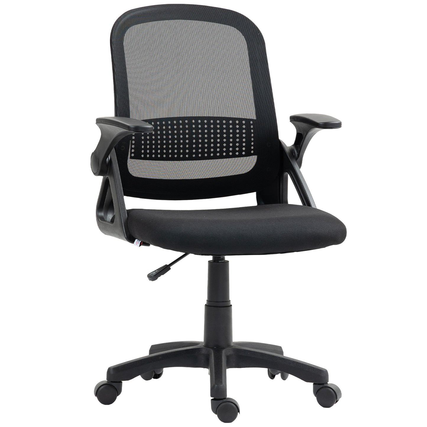 Ergonomic Swivel Computer Chair with Flip-up Armrests, Black
