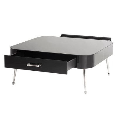 Mason Black Glass Coffee Table – Shiny Silver Legs