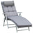 Outdoor Patio Sun Lounger Garden Texteline Foldable Reclining Chair Pillow Adjustable Recliner with Cushion - Grey