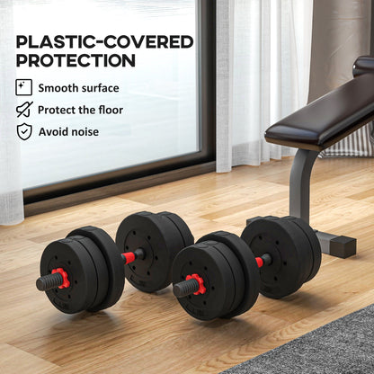 20kg Adjustable 2 IN 1 Barbell Dumbbells Weight Set for Body Fitness