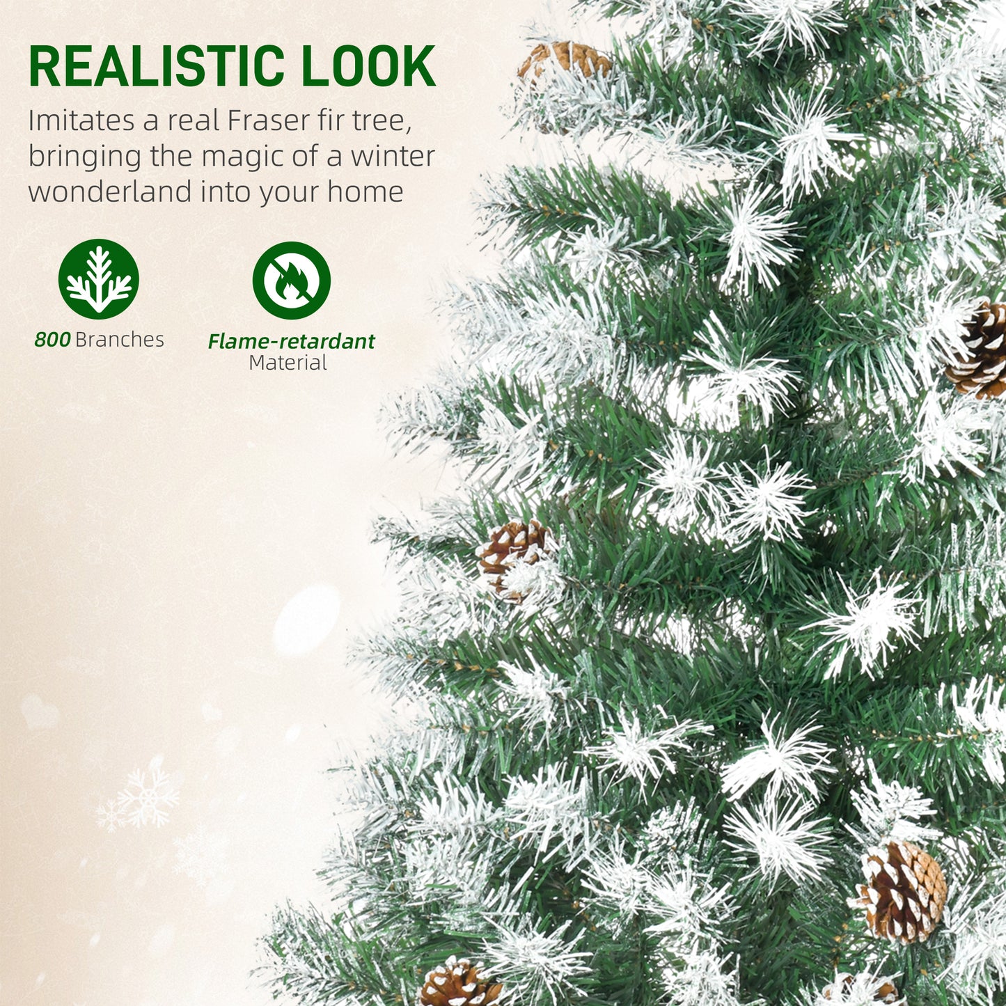6FT Artificial Christmas Tree Xmas Indoor Decoration, Automatic Open