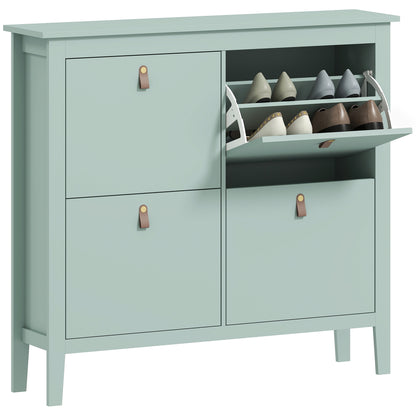 4 Drawer Shoe Cabinet with Flip Doors for Hallway, Entryway, Green