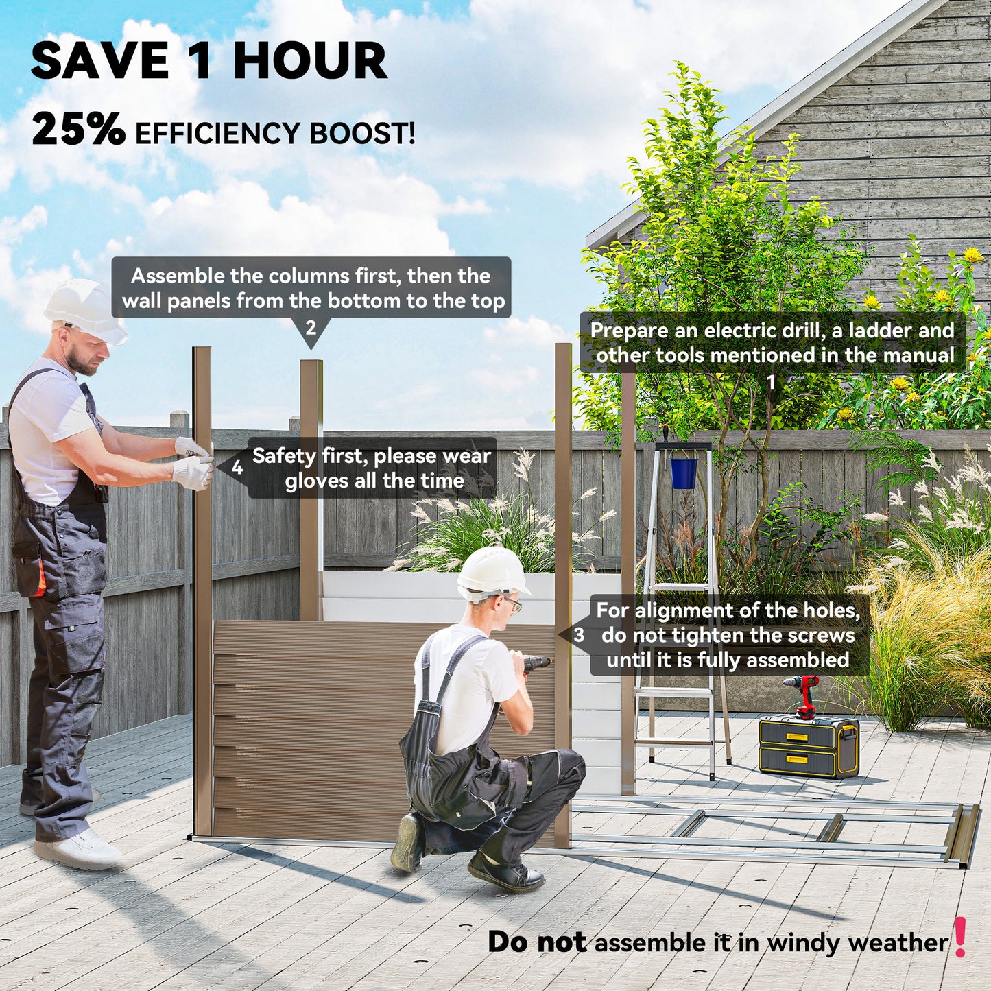 5 x 9ft Galvanised Metal Garden Shed with Foundation Kit, Brown