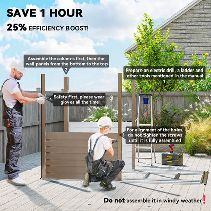 5 x 9ft Galvanised Metal Garden Shed with Foundation Kit, Brown