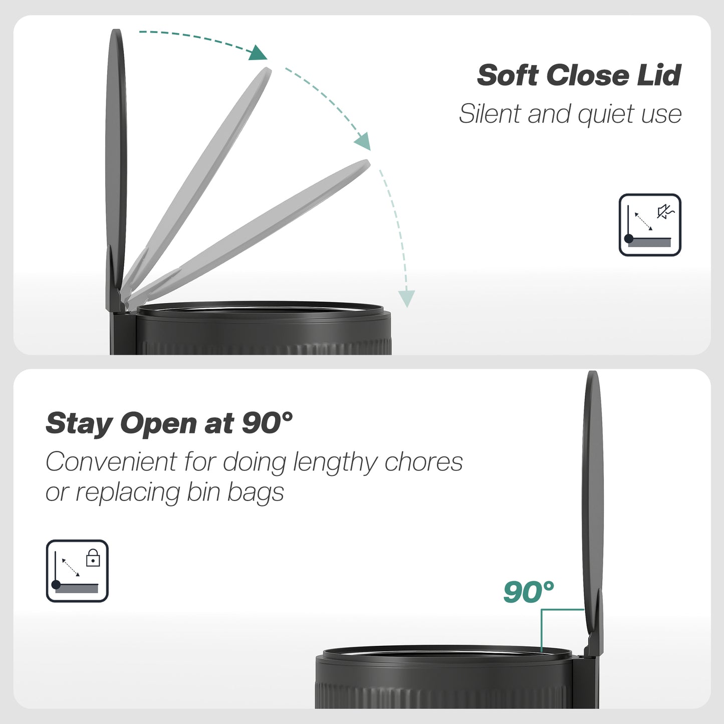 Kitchen Bin, 30 Litre Pedal Rubbish Bin with Removable Bucket, Black