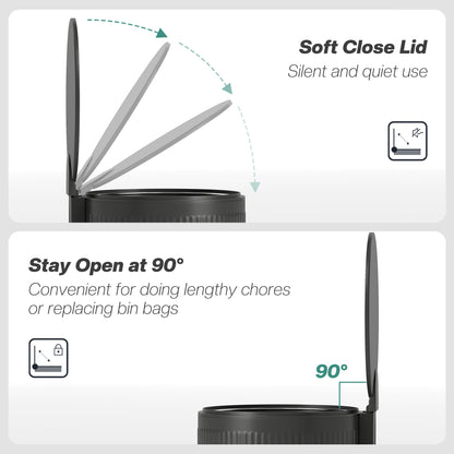 Kitchen Bin, 30 Litre Pedal Rubbish Bin with Removable Bucket, Black