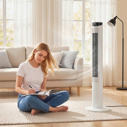 Tower Fan with WiFi Control 116 cm White