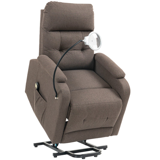 Linen Fabric Electric Recliner Chair with Remote Control, Brown