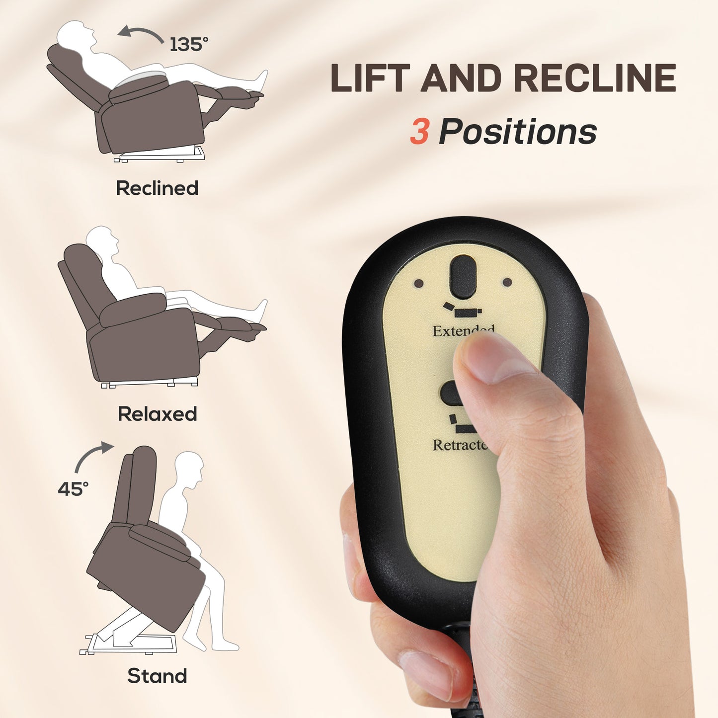 Linen Fabric Electric Recliner Chair with Remote Control, Brown