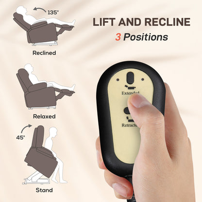 Linen Fabric Electric Recliner Chair with Remote Control, Brown