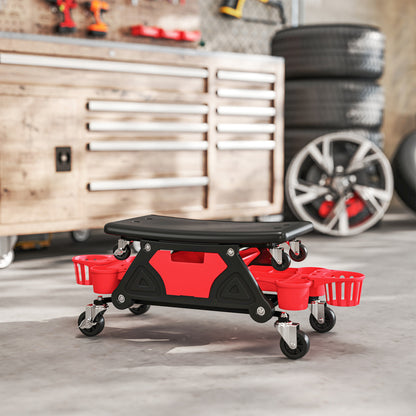 Rolling Mechanic Stool, 135kg Capacity Workshop Stool, Red