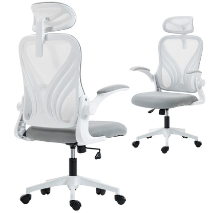 Ergonomic Office Chair, Computer Chair with Foldable Backrest, Grey