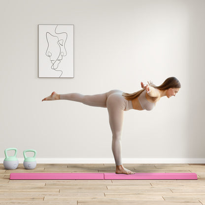 7.7FT Folding Gymnastics Balance Beam with Anti-Slip Base, Pink