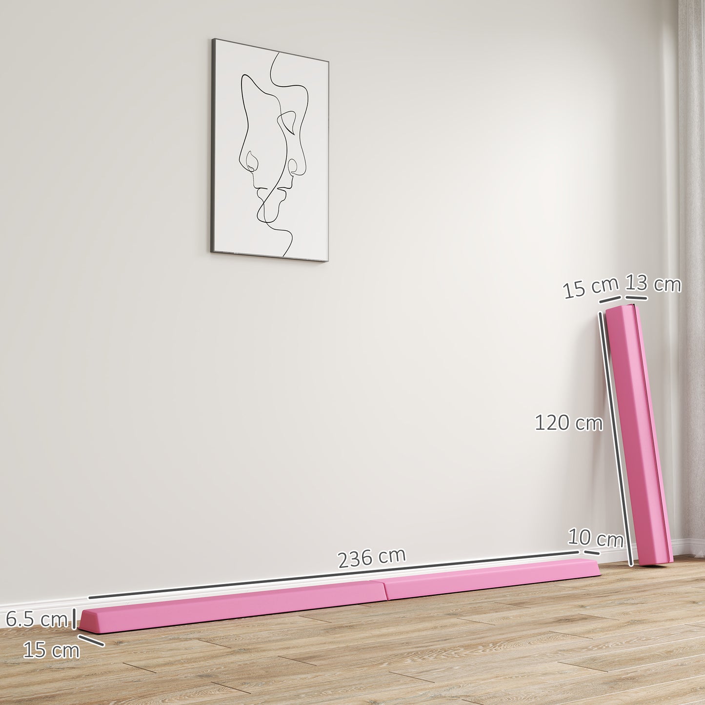 7.7FT Folding Gymnastics Balance Beam with Anti-Slip Base, Pink