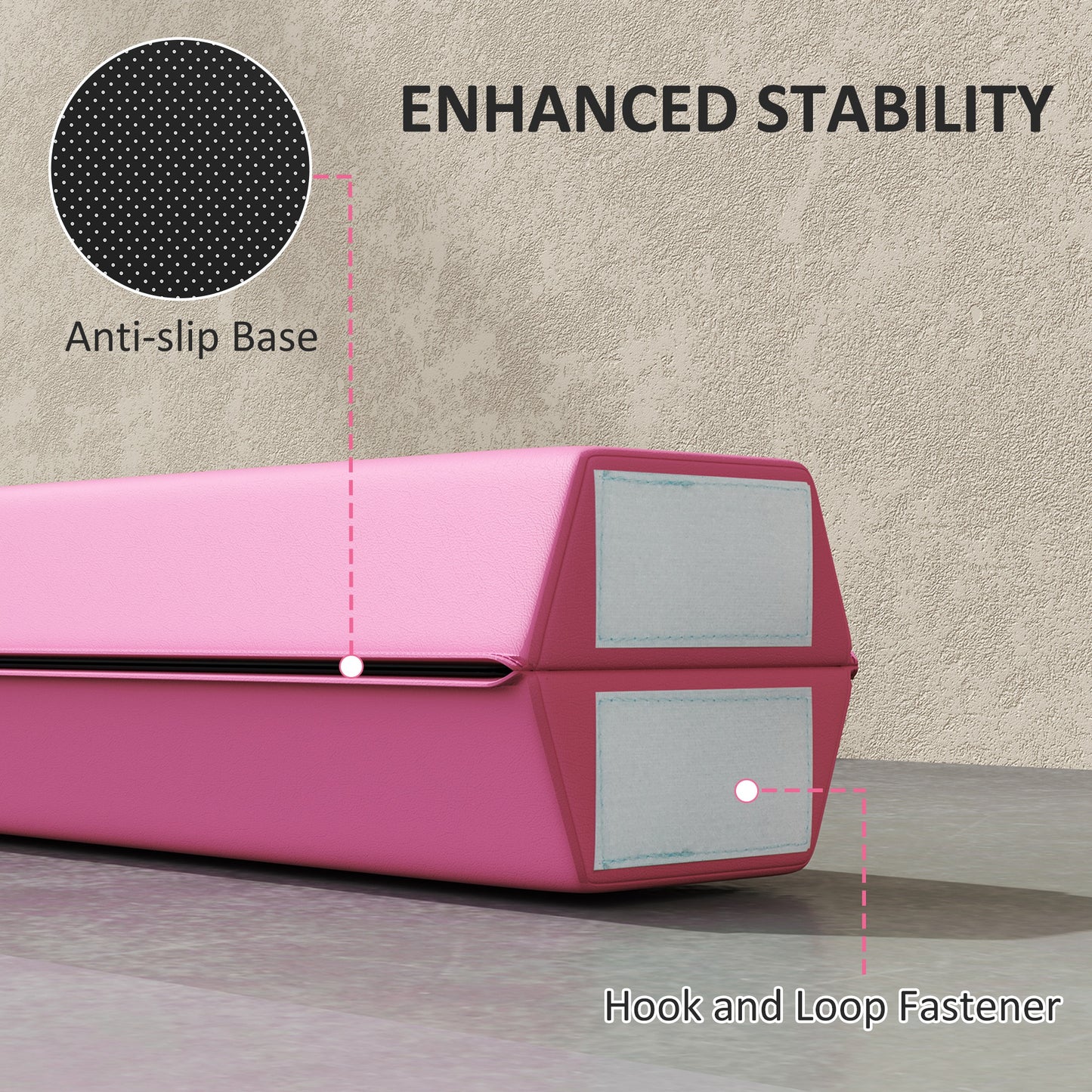 7.7FT Folding Gymnastics Balance Beam with Anti-Slip Base, Pink