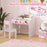 Children Study Table and Chair w/ Storage, Pull-out Drawer - Pink