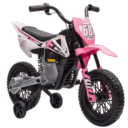 12V Ride On Motorbike with Removable Training Wheels, Pink