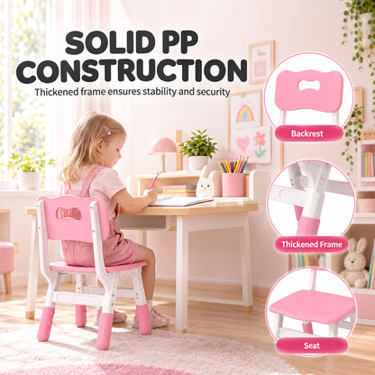 Set of 2 Height-Adjustable Kids' Desk Chairs - Pink & White
