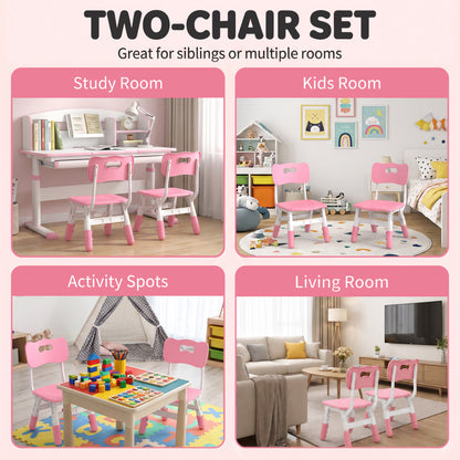 Set of 2 Height-Adjustable Kids' Desk Chairs - Pink & White