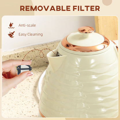 Electric Kettle, Fast Boil, 1.7L, 3kW, Swivel, Cream White Ripple