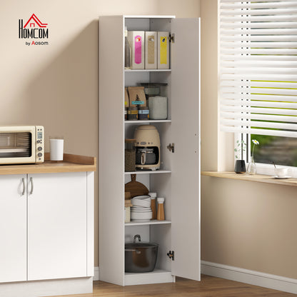 5-Tier Pantry Storage Cabinet with Adjustable Shelves for Dining Room