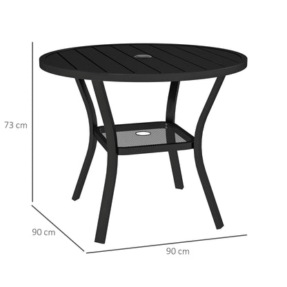 90 cm Garden Dining Table, Round Garden Table with Parasol Hole