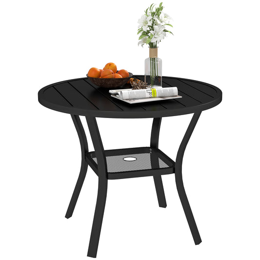 90 cm Garden Dining Table, Round Garden Table with Parasol Hole