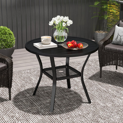 90 cm Garden Dining Table, Round Garden Table with Parasol Hole