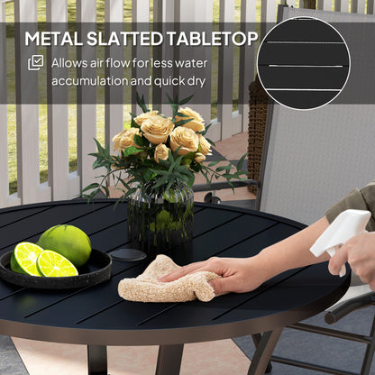 90 cm Garden Dining Table, Round Garden Table with Parasol Hole
