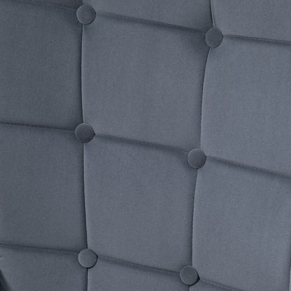 Button Tufted Armchair with Footstool and Gold Tone Steel Legs Dark Grey