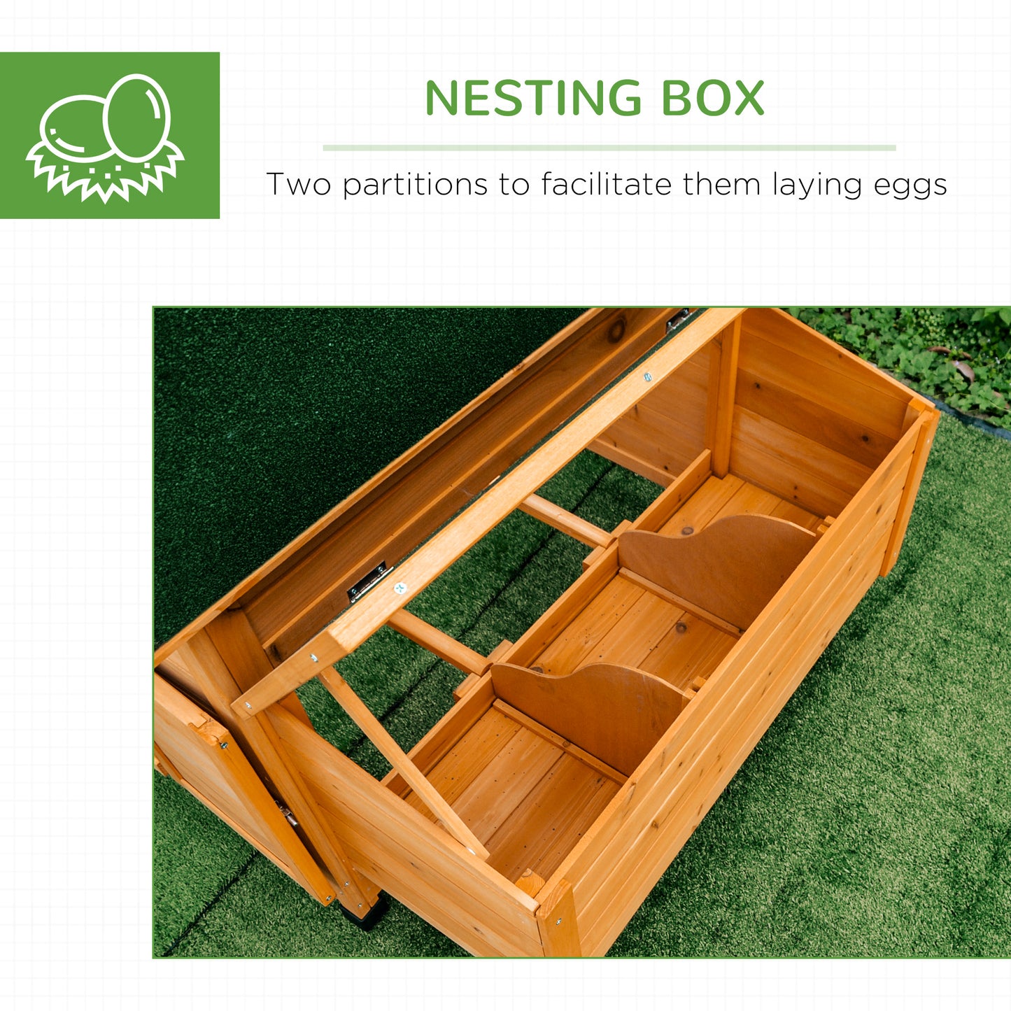 PawHut Wooden Chicken Coop, Poultry Cage with Nesting Boxes and Tray, Yellow