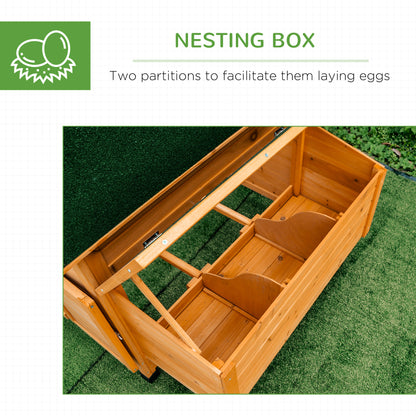 PawHut Wooden Chicken Coop, Poultry Cage with Nesting Boxes and Tray, Yellow