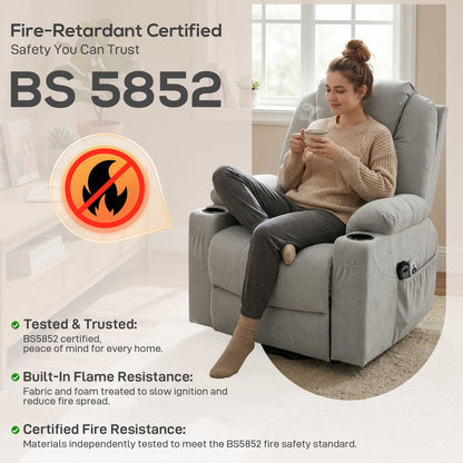 Power Lift Recliner Chair with Vibration Massage, Light Grey