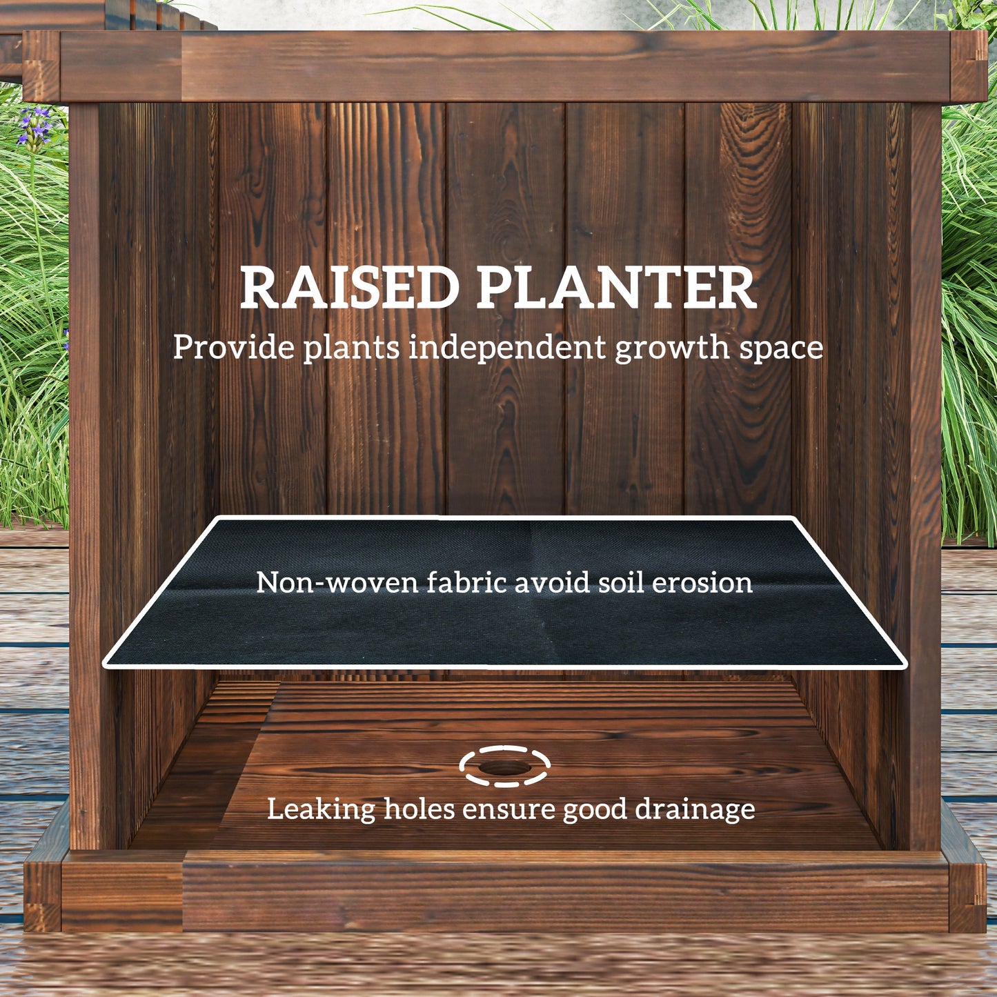 Wooden Garden Planter & Bench Combination Garden Raised Bed