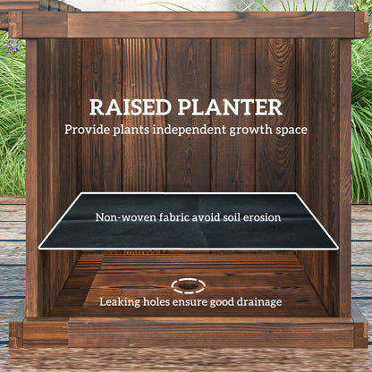 Wooden Garden Planter & Bench Combination Garden Raised Bed