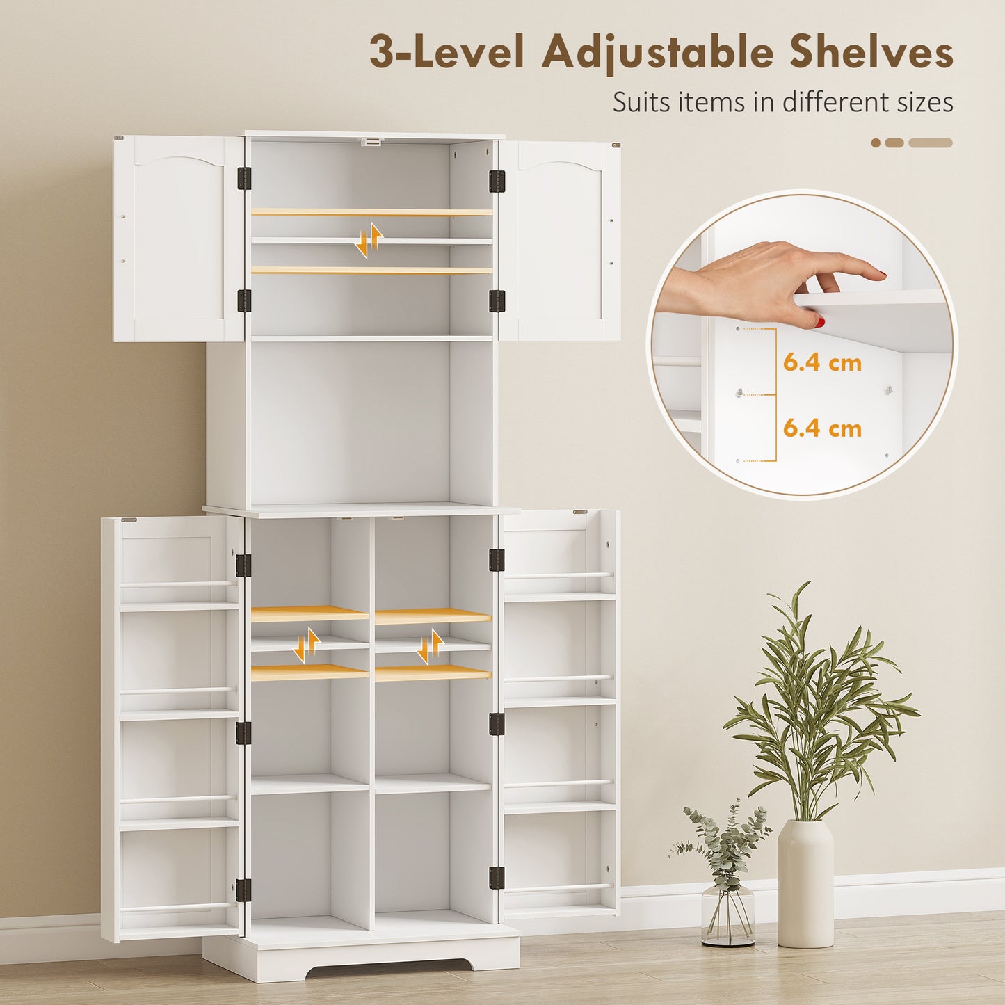 Storage Cabinet with Doors and Open Storage Shelf, White