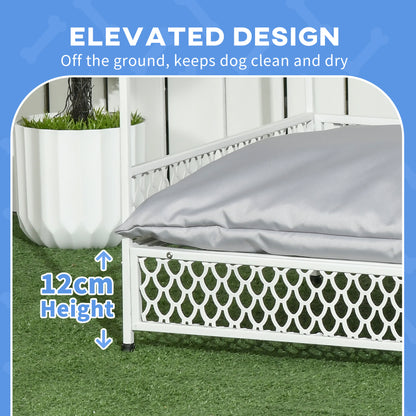 Dog Bed with Water-Resistant Sun Canopy, Elevated Dog Bed with Soft Cushion, for Indoors, Outdoors, Small, Medium Dogs