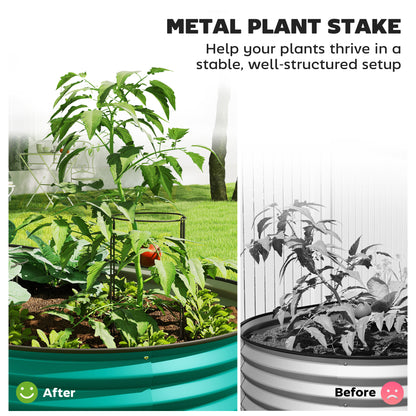 Set of 2 Raised Beds for Garden with Metal Plant Stakes, Green