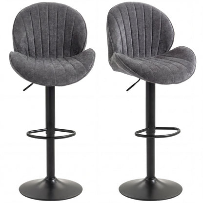 Modern Bar Stools Set of 2, Swivel Counter Height Barstools, Grey