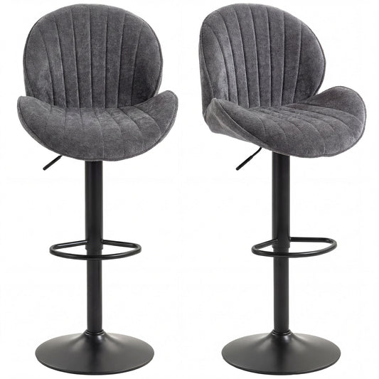 Modern Bar Stools Set of 2, Swivel Counter Height Barstools, Grey