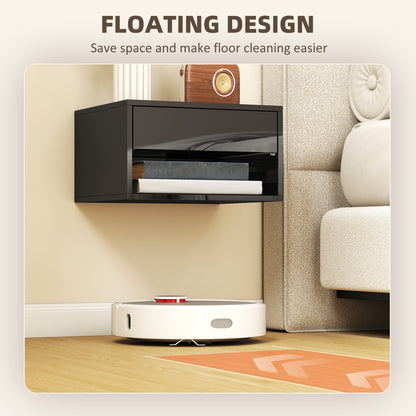 Floating Nightstands Set of 2, Bedside Table w/ Drawer and Open Shelf
