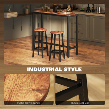 Barstools, Breakfast Bar Stools with Footrest, Rustic Brown