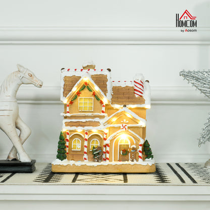 Lighted and Musical Christmas Candy House with Gingerbread Man Brown