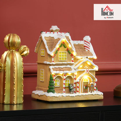 Lighted and Musical Christmas Candy House with Gingerbread Man Brown