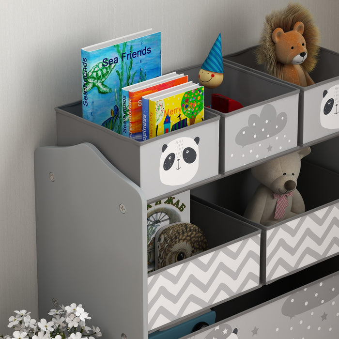 Kids Storage Unit with 6 Boxes, Toy Storage Organiser, Grey