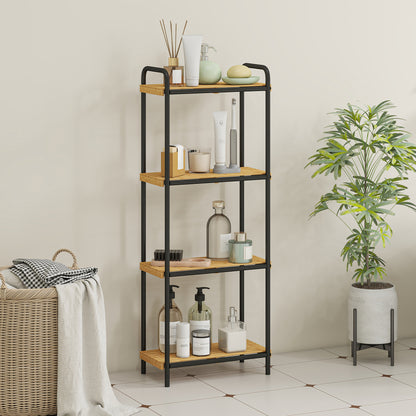 4-Tier Bamboo Bathroom Shelf, Freestanding Shelving Unit, Natural