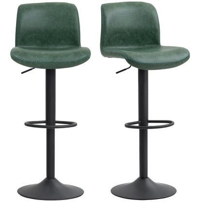 Barstools Set of 2, Dining Stools with Backrest and Footrest, Green