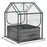 Metal Planter Box with Cover, Raised Garden Bed with Greenhouse, for Herbs and Vegetables, Clear and Grey