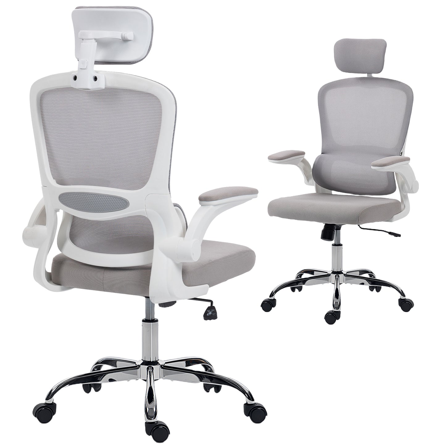 High Back Mesh Computer Desk Chair with Lumbar Support, Grey